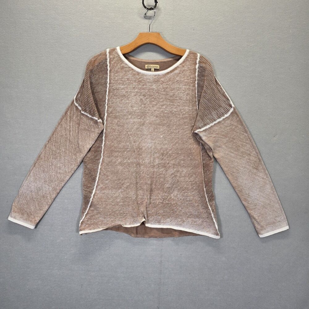 Democracy Women's Long Sleeve Knit Sweater Tan Size Large